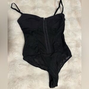 Free People Black Mesh Bodysuit